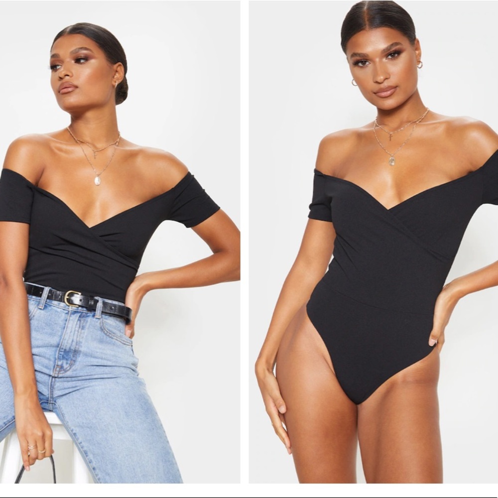 black cross bodysuit pretty little thing